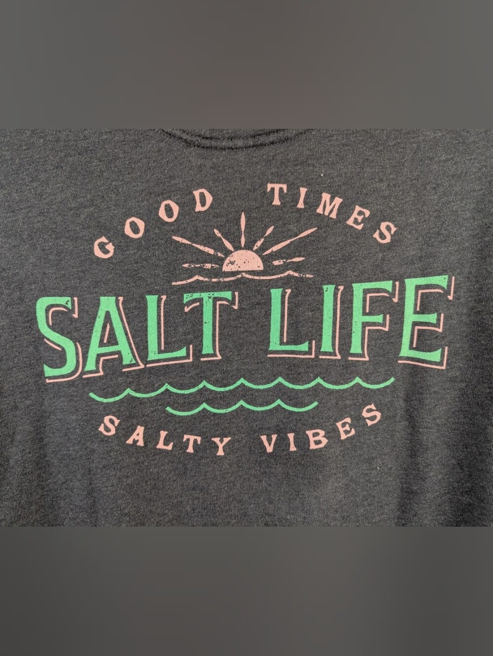 Salt Life Good Times Salty Vibes Graphic Hoodie Grey Pullover Adult XL - Picture 4 of 10